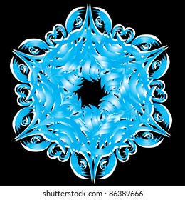 Abstract isolated vector snowflake. Illustration.