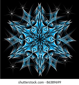 Abstract isolated vector snowflake. Illustration.