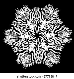 abstract isolated vector snowflake. Illustration.