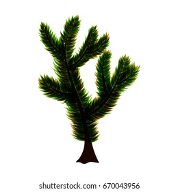 abstract isolated vector tree with green leaves