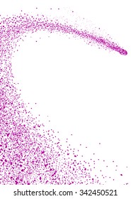 Abstract Isolated Violet Falling Vector Star Silhouette - Christmas Star -  Shooting Star with Particle Star Trail on White Background - Meteoroid, Comet, Asteroid - Symbol, Icon, Shape.