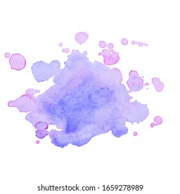 Abstract isolated violet vector watercolor stain. Grunge element for paper design