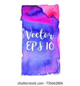 Abstract isolated watercolor hand drawn paper texture stain on white background for text design, web, label. Vector element for card, backdrop, tag