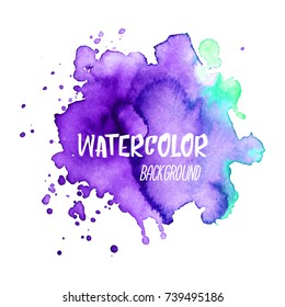 Abstract isolated watercolor hand drawn paper texture stain on white background for text design, web, label. Vector element for card, backdrop, tag