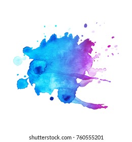 Abstract isolated watercolor hand drawn paper texture stain on white background for text design, web, label.