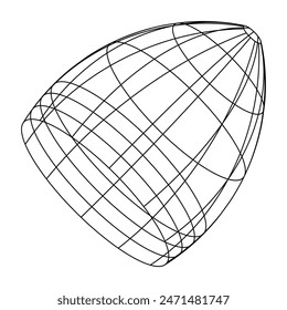 Abstract isolated wireframe model, cyberpunk retro-futuristic shape in Y2K style. Vector illustration on transparent background. Editable stroke.