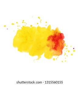 Abstract isolated yellow vector watercolor splash. Grunge element for paper design. Vector illustration