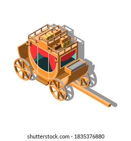 Abstract Isometric 3D Carriage Retro Transport Vector Design Style