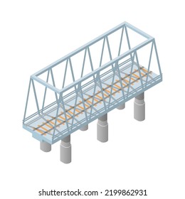 Resumen Isometric 3D Ferrocarril Bridge Town Urban Infrastructure Isolsed Vector Design Style