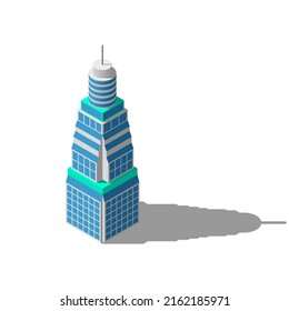 Abstract Isometric 3D Skyscraper Building City Town Vector Design Style Urban Architecture