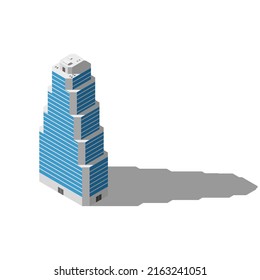 Resumen Isometric 3D Skyscraper Building City Vector Estilo de diseño Arquitectura Urbana