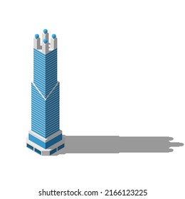 Abstract Isometric 3D Skyscraper Building City Town Vector Design Style Urban Architecture