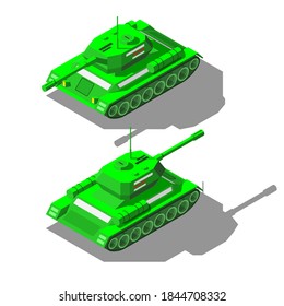 Abstract Isometric 3D Tank War Transport Vector Design Style