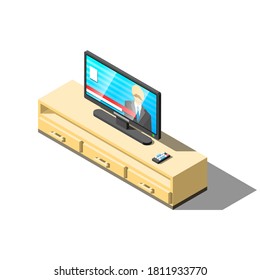 Abstrakte, ironische Geräte für 3D-TV-Gadget-Geräte mit Nachttisch-Element-Vectordesign-Stil