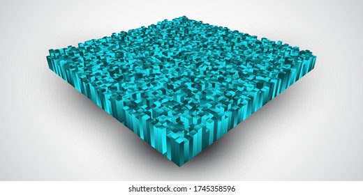 Abstract isometric background with extruding teal coloured cubes