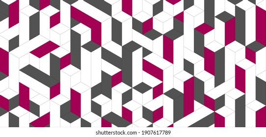 Abstract isometric background with gray and white blocks. 3d vector illustration. Modern flat isometric background