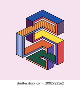 abstract and isometric colorful rectangle shapes