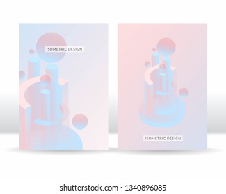 Abstract isometric composition poster templates