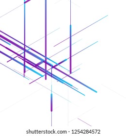 Abstract isometric computer generated 3D blueprint visualization lines background. Vector illustration for break through in technology.