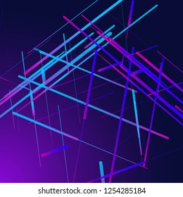 Abstract isometric computer generated 3D blueprint visualization lines background. Vector illustration for break through in technology.