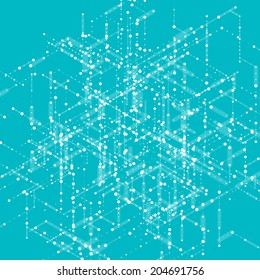 Abstract isometric computer generated 3D blueprint visualization lines background. Vector illustration for break through in technology.