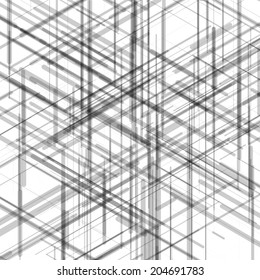 Abstract isometric computer generated 3D blueprint visualization lines background. Vector illustration for break through in technology.