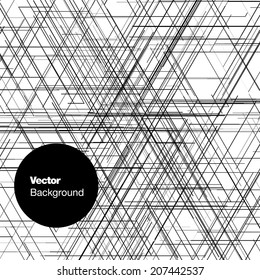 Abstract isometric computer generated 3D blueprint visualization lines background. Vector illustration for break through in technology. Black and white background.