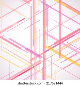 Abstract isometric computer generated 3D blueprint visualization lines background. Vector illustration for break through in technology. 