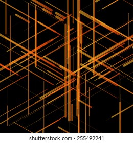 Abstract isometric computer generated 3D blueprint visualization lines background. Vector illustration for break through in technology