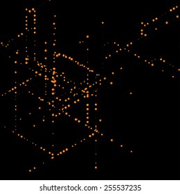 Abstract isometric computer generated 3D blueprint visualization lines background. Vector illustration for break through in technology.