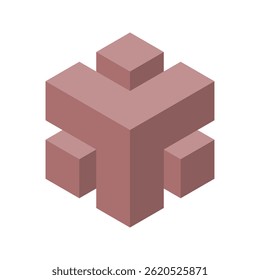 Abstract isometric cube composition.  Muted mauve color palette evokes calm and sophistication.