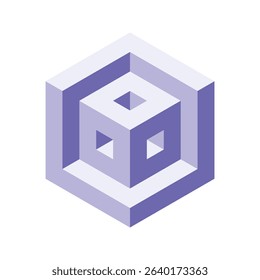 Abstract isometric cube design.  A captivating visual metaphor for depth, complexity, and innovation. Perfect for tech, design, or architecture projects, presentations, and websites.