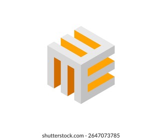 Abstract isometric cube design, featuring gray and orange accents.  Perfect for modern branding, technology, architecture, or data visualization projects.