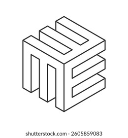 Abstract isometric cube design, forming a unique visual puzzle.  Perfect for tech, architecture, or corporate branding conveying innovation, complexity, and modern design.