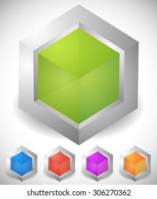 Abstract isometric cube icons. Generic, modern vector icons.