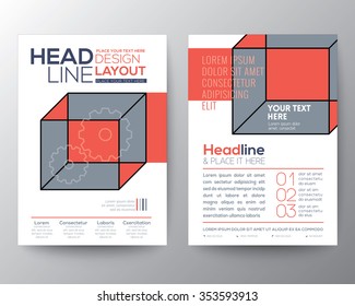 Abstract isometric cube Poster Brochure Flyer design Layout vector template in A4 size