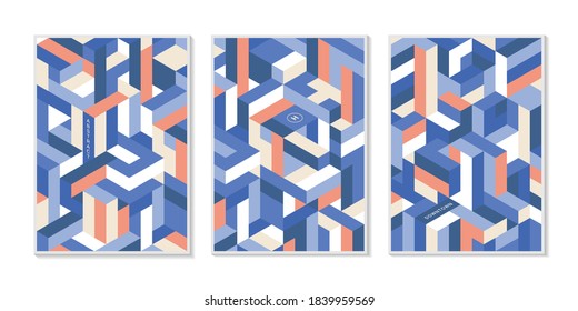 Abstract isometric downtown city designs. A collection of 3D isometric geometric shape. Modern urban building portrait.