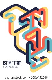 Abstract isometric geometric shape design template background modern art style. Design element can be used for poster, backdrop, publication, brochure, flyer, leaflet, vector illustration