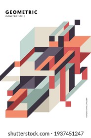 Resumen de diseño de forma geométrica isométrica diseño de fondo estilo de arte moderno. El elemento de diseño puede utilizarse para el afiche, el fondo, la publicación, el folleto, el volante, el folleto, la ilustración vectorial