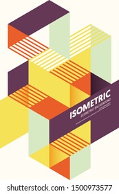Abstract isometric geometric shape layout design template poster background modern art style. Graphic element can be used for backdrop, publication, brochure, flyer, leaflet, vector illustration