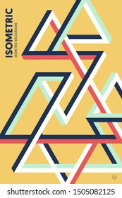 Abstract isometric geometric shape layout design template poster background modern art style. Graphic element can be used for backdrop, publication, brochure, flyer, leaflet, vector illustration