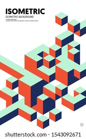 Abstract isometric geometric shape layout design template poster background modern art style. Graphic element can be used for backdrop, publication, brochure, flyer, leaflet, vector illustration