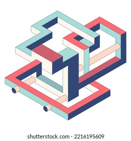 Abstract isometric geometric shape modern art style background. Design element template can be used for poster, backdrop, publication, brochure, flyer, leaflet, vector illustration