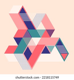 Resumen de la forma geométrica isométrica del fondo de arte moderno. La plantilla de elemento de diseño puede utilizarse para el afiche, el fondo, la publicación, el folleto, el volante, el folleto, la ilustración vectorial