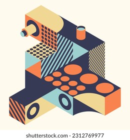 Abstract isometric geometric shape modern art style background. Design element template can be used for poster, backdrop, publication, brochure, flyer, leaflet, vector illustration