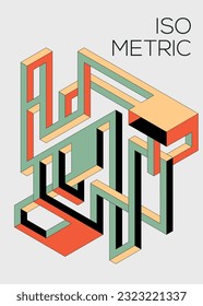 Resumen de la forma geométrica isométrica del fondo de arte moderno. La plantilla de elemento de diseño puede utilizarse para el afiche, el fondo, la publicación, el folleto, el volante, el folleto, la ilustración vectorial