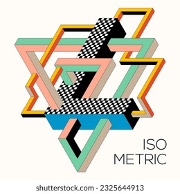 Resumen de la forma geométrica isométrica del fondo de arte moderno. La plantilla de elemento de diseño puede utilizarse para el afiche, el fondo, la publicación, el folleto, el volante, el folleto, la ilustración vectorial