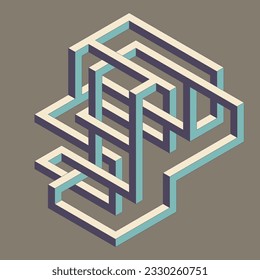Abstract isometric geometric shape modern art style background. Design element template can be used for wallpaper, backdrop, print, magazine cover; annual report, vector illustration