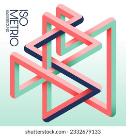Resumen de la forma geométrica isométrica del fondo de arte moderno. La plantilla de elemento de diseño se puede utilizar para fondo de pantalla, fondo, impresión, portada de revista; informe anual, ilustración vectorial