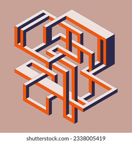 Resumen de la forma geométrica isométrica del fondo de arte moderno. La plantilla de elemento de diseño se puede utilizar para fondo de pantalla, fondo, impresión, portada de revista; informe anual, ilustración vectorial